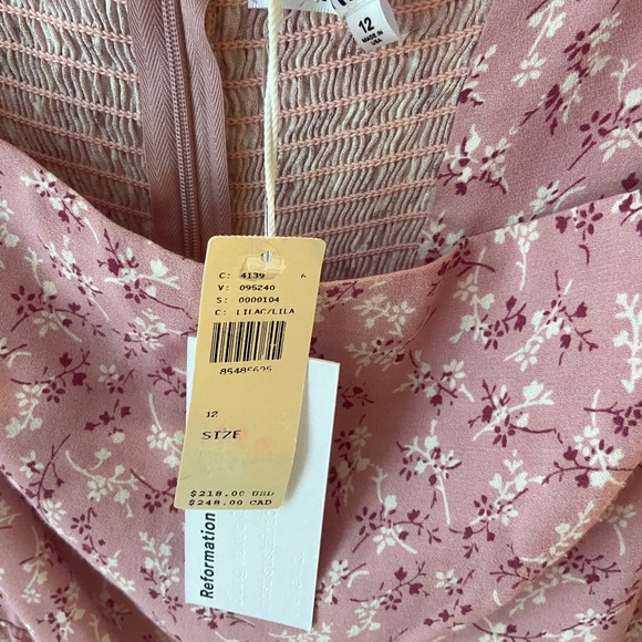 NWT Reformation Rosalie Floral Pink wrap Dress, SIZE 12 - Picture 7 of 8